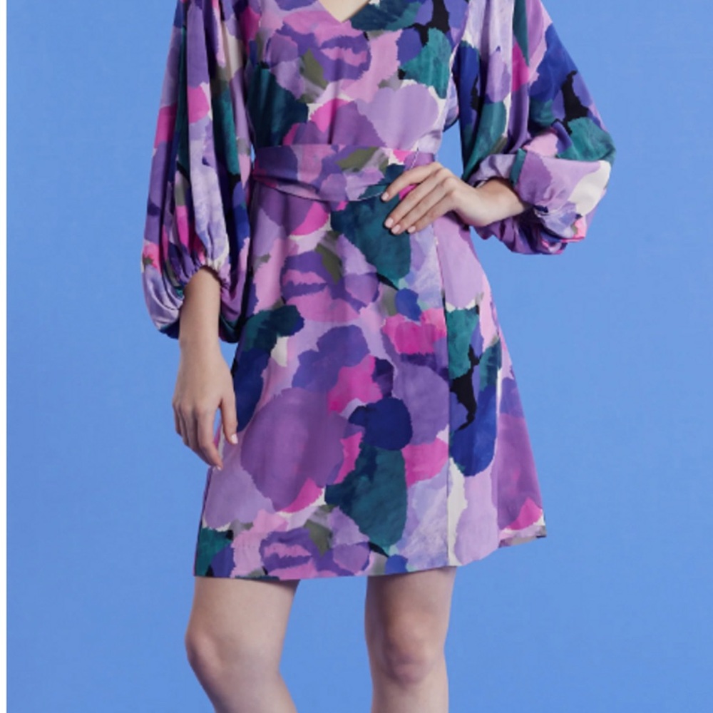 Tyler Boe Val Silk Watercolor Dress in Multi